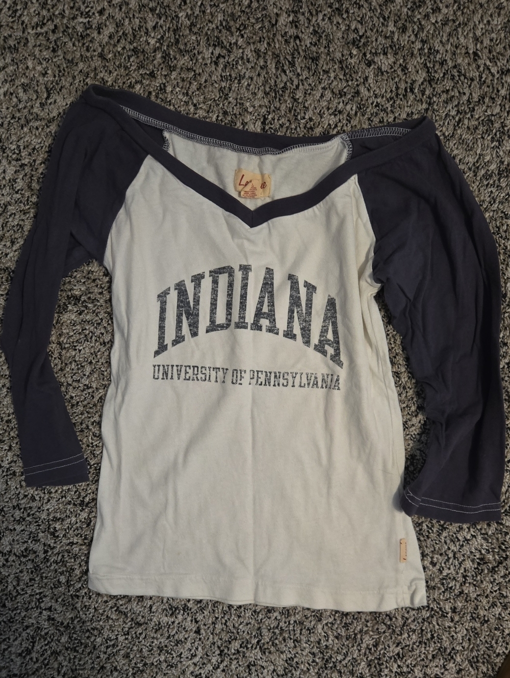 Indiana University Of PA Graphic Raglan Top - White and Navy